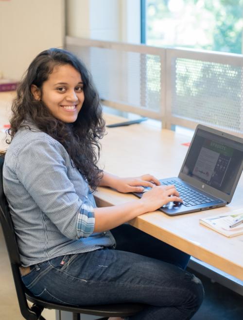 student using laptop