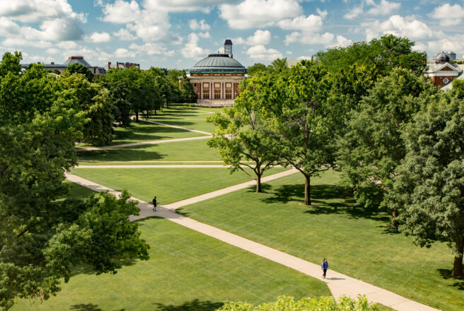 View of Quad from Illini Union hotel room window.