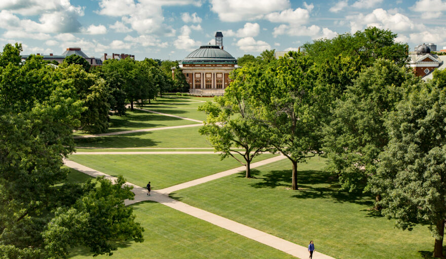 View of Quad from Illini Union hotel room window.