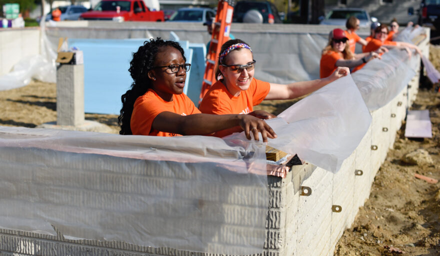 CLL students working at Habitat Home Build