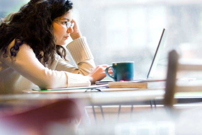 student using laptop