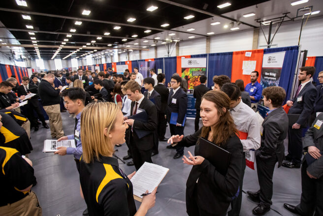 students at job fair