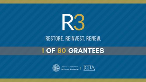 blue graphic promoting R3 state grant