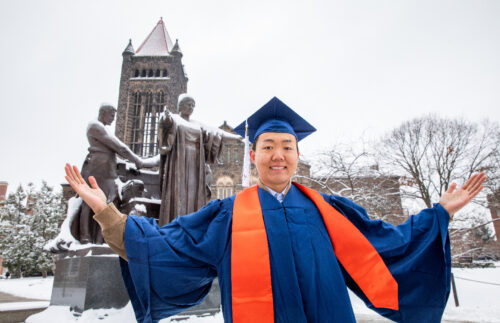 alma and graduate in the snow