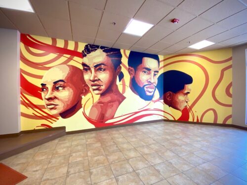 mural in social work lobby