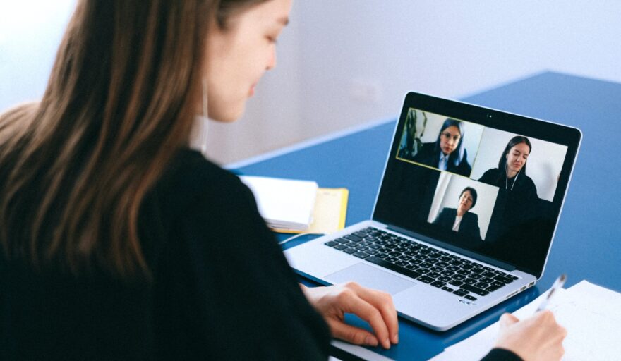 person using laptop for training