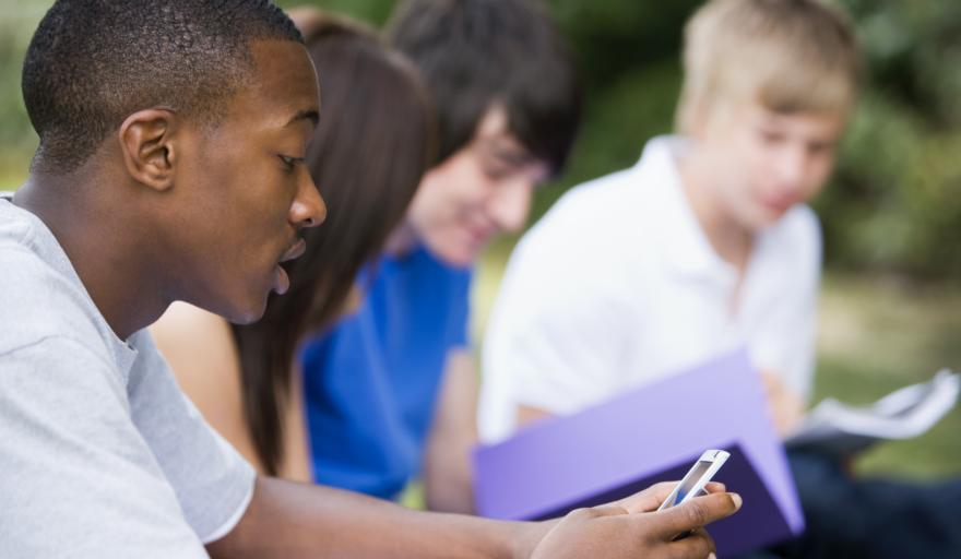 teen students studying together
